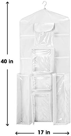 Wrapping Paper Storage Hanging Over the Door Gift Wrap Organizer Double Sided Front and Back Pockets Store Gift Wrap Gift Bags Ribbon Bows Accessories 40”x17” Fits Long 40 Inch Rolls (White) - Image 4