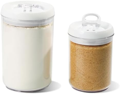 Felli Flip Tite Storage Container with Lid 6" ROUND Airtight Ring Lock Top, Plastic Canister Jar for Flour Sugar Rice Protein Powder Coffee Cracker Kitchen Pantry Organizer (6" Round Nest-M 2pk) by Felli