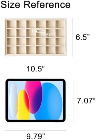 Frebeauty 24 Grid Earring Organizer,Velvet Jewelry Tray for Drawer - Image 3