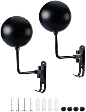 Motorcycle Helmet Holder Wall Mount, 180° Rotating Helmet Rack with Sphere Helmet Rest & Double Hooks, Metal Helmet Hanger for Motorcycle Helmets, Coats, Hats, Keys & Gear, 2 Pack by ITEQTOOLSACCESSORIESLLC