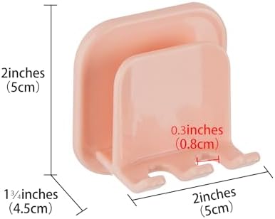 2 PCS Self-Adhesive Toothbrush Holders Wall Mounted, Water Proof Toothbrush Hook, 2 in 1 with Toothbrush Hanger and Gargle Cup Holder for Bathroom Shower (Pink) - Image 2