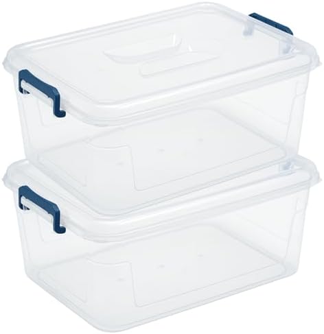 Tribello Plastic Storage Bins with Lids, Clear Stackable Storage Containers - 16 Qt - 2 Pack by Tribello