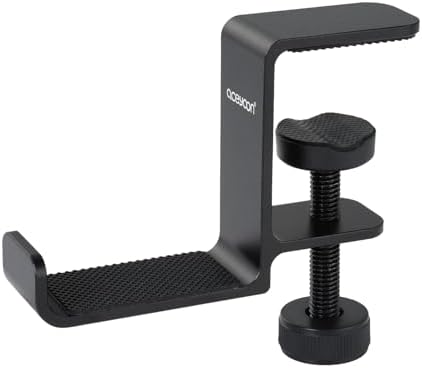 aceyoon Under Desk Headphone Hanger, Aluminum Headphone Stand,Headset Holder Space-Saving for Bag/Backpack/GamingHeadphone, Black by aceyoon