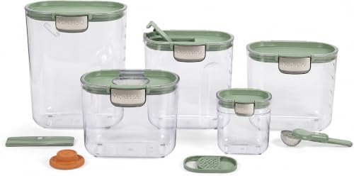 ProKeeper+ Airtight Food Storage Container Set – Clear Plastic Flour and Sugar Canister Set with Magnetic Accessories for Kitchen Organization (Pistachio, 9-Piece) by Unknown