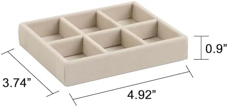 Frebeauty Small Jewelry Organizer for Drawer,Set of 4 Velvet Jewelry Trays - Image 3