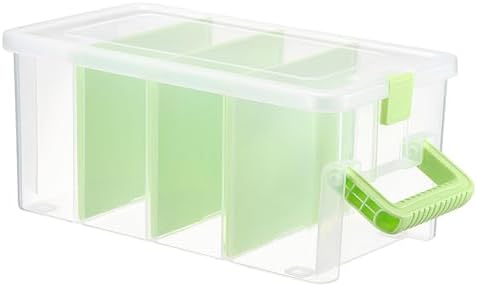 BTSKY Clear Plastic Dividing Storage Box with 4 Deep Compartment Sewing Box by BTSKY