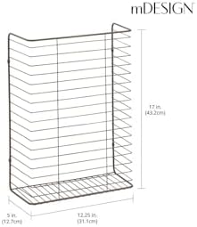 mDesign Metal Wire Wall Mount Storage Organizer for Holiday/Celebration Gift Wrap and Bows - Hang in Closet, Basement, Craft Room, Laundry Room, Garage - Bronze - Image 4