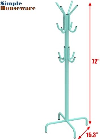 Simple Houseware Standing Coat Hanger Organizer Rack, 12 Hooks, Turquoise - Image 6