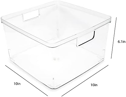 Isaac Jacobs 2-Pack Square Clear Storage Bins (10” L x 10” W x 6.1” H) - Image 3