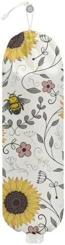 Sunflower Bee Plastic Bag Holder, Wall Mount Grocery Bag Holder by Unknown