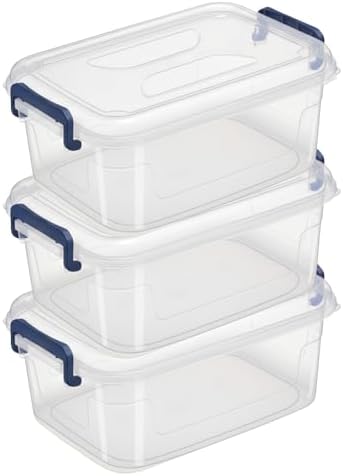 Tribello Plastic Storage Bins with Lids, Clear Stackable Storage Containers - 5 Qt - 3 Pack by Tribello