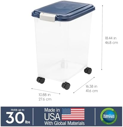 IRIS USA Dog Food Storage Container, Up to 30 lbs, Navy, Made in USA - Image 4