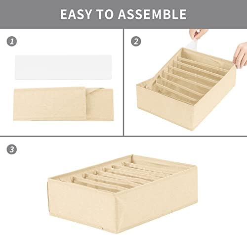 Qozary 4 Pack Drawer Organizers for Clothing, 8 Grids Foldable Closet Organizers and Storage Bins for Bedroom, Dresser Organizer Boxes for Thin T-shirts, Tank Tops - Image 3