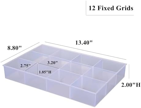 2 Pack Fixed 12 Grids Clear Plastic Organizer Sorting Tray - Image 2
