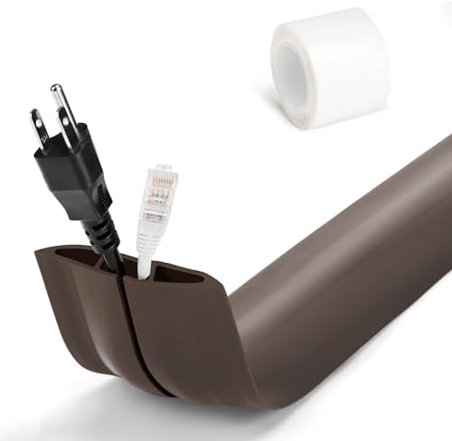 4FT Cord Hider Floor - Brown Floor Cable Hider, Wire Covers for Cords Prevent Cable Trips, Floor Cord Cover, Power Cable Management Cord Protector, Cable Cover Channel 0.6" (W) x 0.31" (H) by LZEOY