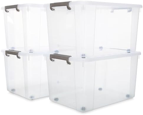 Citylife 4-Pack 69 QT Clear Plastic Storage Bins with Latching Lids by CITYLIFEHomeOrganization