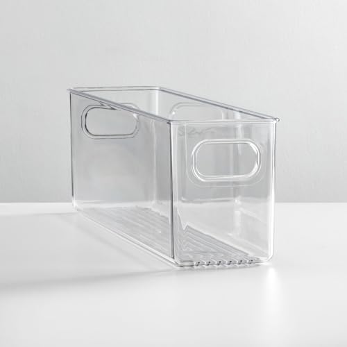 mDesign Plastic Long Stackable Storage Organizer Container, Organization Bin w/Handles for Kitchen, Pantry, Fridge, Freezer, Cabinet, Perfect to Hold Breast Milk - Ligne Collection - Clear - Image 5