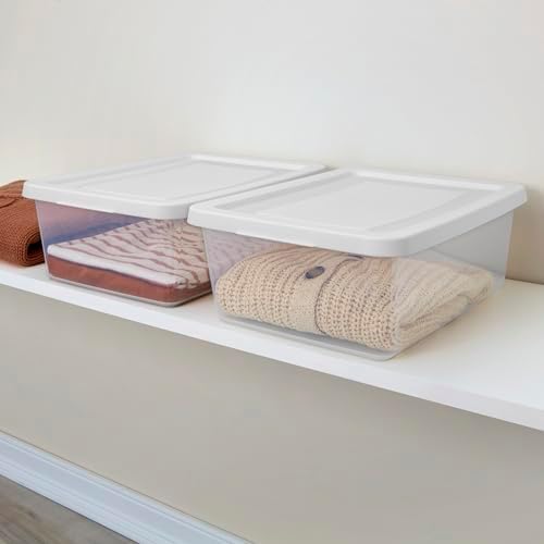 Sterilite Storage Box Stackable Tote, White, 12 Quart, 36 Pack - Image 5