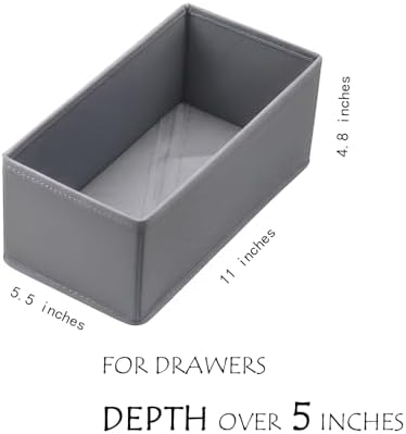Small Foldable Fabric Drawer Organizer 3-Pack - 11" Breathable Closet & Dresser Storage Bins for Underwear, Socks, Baby Clothes & Bras, Grey - Image 2