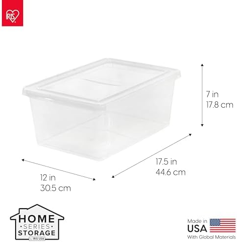 IRIS USA 12-Pack 19 Qt Storage Bins with Lids, Clear, Stackable - Image 3