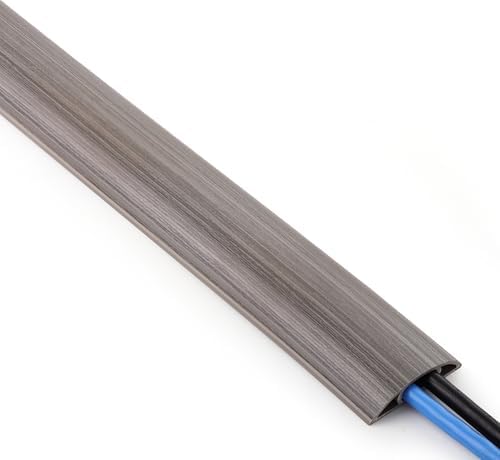 ZhiYo 10ft Floor Cord Cover, Cable Cavity 0.6" W x 0.3" H, Grey Oak Wood by ZhiYo