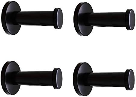 Classic Black Stainless Steel Heavy Duty Wall Mount Hooks, Bath Towel Hooks, Coat Hanger, Handbag Hooks, 4 in Pack (2-4/5") by NELXULAS