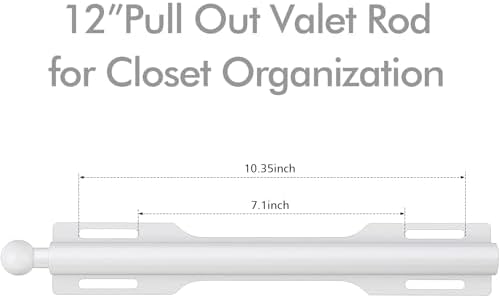 12" Valet Rod for Closet Pull Out (1 Pack, White) - Image 2