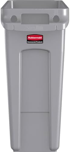 Rubbermaid Commercial Products Slim Jim Trash/Garbage Can with Venting Channels, 16-Gallon, Gray, for Kitchen/Office/Workspace, Pack of 4 - Image 4