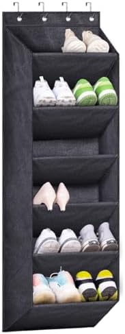 SLEEPING LAMB Over The Door Shoe Organizer for Closet with Large Deep Pockets, Narrow Shoe Rack for Door Hanging Boots Storage, Black by SLEEPINGLAMB