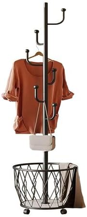 Black Moveable Cactus Metal Coat Rack with Basket Freestanding 65" - Image 2