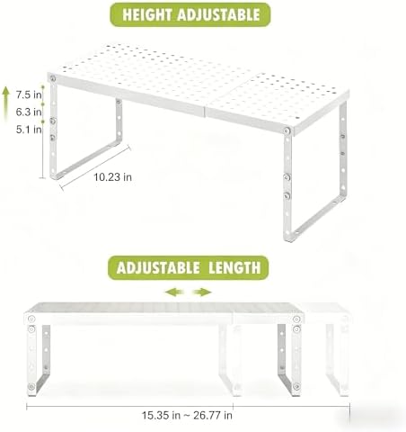 RUILALIFE Expandable Cabinet Organizer Shelf With Adjustable Height, Stackable Kitchen Countertop Organizer Rack, Adjustable Shelf Riser For Kitchen Counter, Pantry, Cupboard, Desk, Tabletop - Image 4