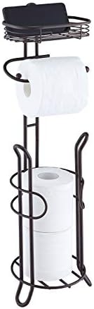 SunnyPoint Bathroom Heavyweight Toilet Tissue Paper Roll Storage Holder Stand with Reserve and Shelve, The Reserve Area Has Enough Space to Store Mega Rolls. (Bronze) by SunnyPoint