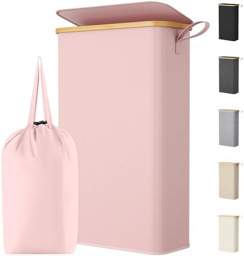 Lifewit 65L Slim Laundry Hamper with Lid and Removable Bag, Pink by Lifewit