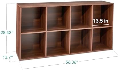 Best Choice Products 8-Cube Storage Organizer, 13.5in Shelf Opening, Bookcase, Display Shelf, Customizable w/ 2 Removable Back Panels – Walnut - Image 2