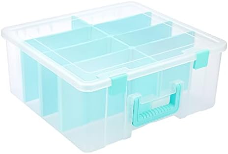 BTSKY Clear Plastic Dividing Storage Box with 8 Deep Compartment Sewing Box by BTSKY