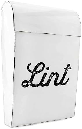 AuldHome Design Farmhouse Enamelware Lint Holder Bin; Distressed White Laundry Room Decor by AuldHomeDesign