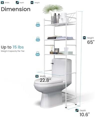 Home Zone Living Over-the-Toilet Bathroom Storage Cabinet Organizer - Image 3