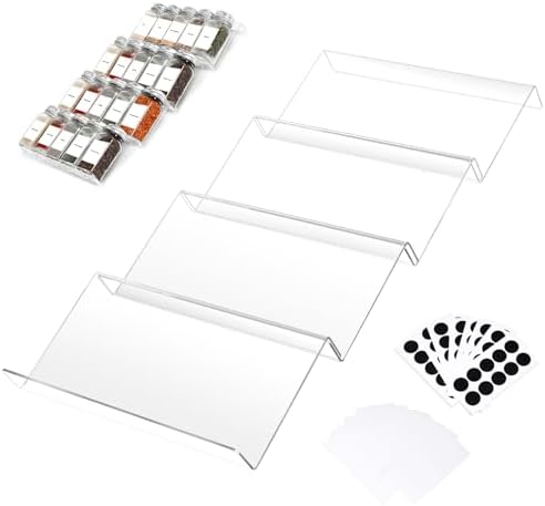 Acrylic Seasonings Spice Rack,Acrylic Spice Drawer Organizer,4 Tier,for Drawer/Countertop,Organize and Display Your Spices,and Seasonings(Jars not included) by Vertexly