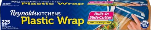 Reynolds Kitchens Clear Plastic Wrap, Built-In Slide Cutter, 225 Sq Ft (Pack of 12) by ReynoldsConsumerProducts