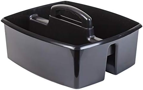 Storex 2-Compartment Large Cleaning Caddy – Multipurpose Supply Organizer with Handle - Black, 1-Pack (00973A06C) - Image 2