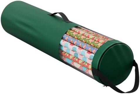 Wrapping Paper Storage Bag | Wrapping Paper Organizer Under Bed for Storing Multiple Rolls of Gift Wrap, 42” Length Container Constructed of Durable 600D Oxford Material (Green) by Primode