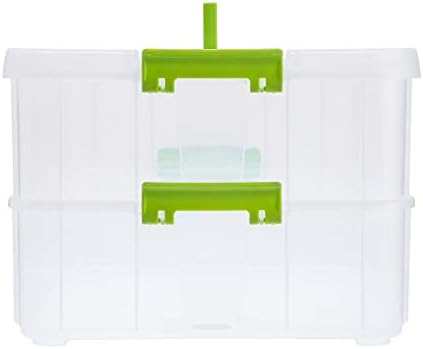 BTSKY 2 Layer Stack & Carry Box, Plastic Multipurpose Portable Storage Container Box Handled Organizer Storage Box for Organizing Stationery, Sewing, Art Craft, Jewelry and Beauty Supplies Green - Image 5