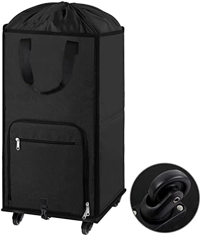 Bukere Laundry Hamper with Wheels, Large Rolling Laundry Basket with 4 Casters and 2 Handles, Collapsible Freestanding Wheeled Laundry Bag for Clothes, Laundry Room, Bathroom Midnight Grey by Bukere