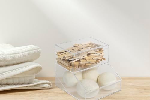 Inevibe Laundry Pod Holder & Dryer Sheet Dispenser with Lids, 2 Compartment - Image 2