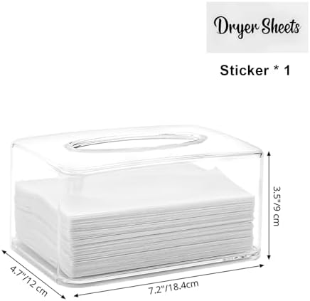 Dryer Sheet Holder, Clear Dryer Sheet Container, Dryer Sheet Dispenser Box for Laundry Room, Plastic Rectangular Tissue Box Holder Organization - Image 2