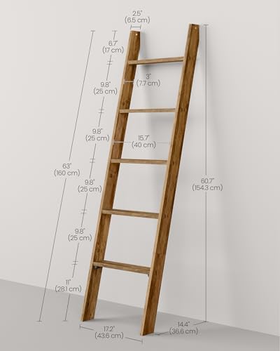 VASAGLE 5-Tier Blanket Ladder, Modern Basic Ladder Shelf - Image 3