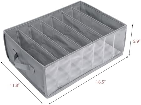 Zilink Upgraded Underwear Drawer Organizer Sock Organizer, Grey, 3 Pack - Image 2