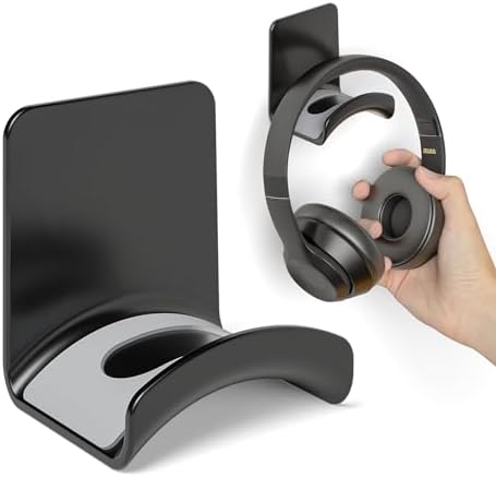 Headphone Wall Mount Mini Headphone Hook Holder with Strong Adhesive Headset Stand Headset Holder-Wall Mount by Liboer