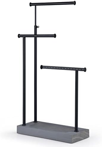 SRIWATANA Weathered Grey & Black Jewelry Organizer, 3-Tier Necklace Stand by SRIWATANA