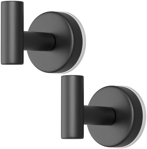 Suction Cup Hooks for Shower, Stainless Steel Towel Hooks for Bathroom Wall, Glass Door, Kitchen, Mirror, Tile, Shower Hooks for Hanging Towels, Robes, Bath Balls (2 Pack，Black) by VINHOLD